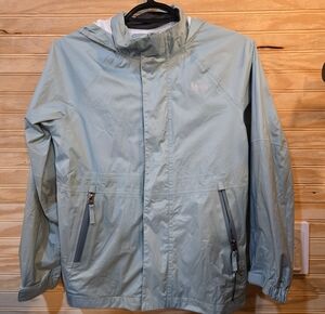 REI Light Blue Boys  Waterproof Hooded Rain Jacket Or Womens Small